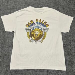 Van Halen Lion Graphic Band Tee 1982 Design White T-Shirt Size XL